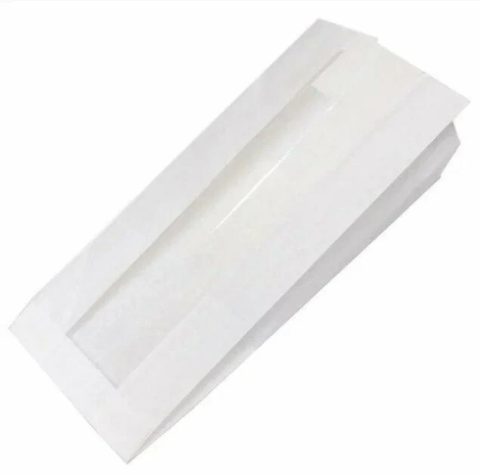 Пакет с окном 100 мм с плоским дном 200*60*340 мм белый 2500/1