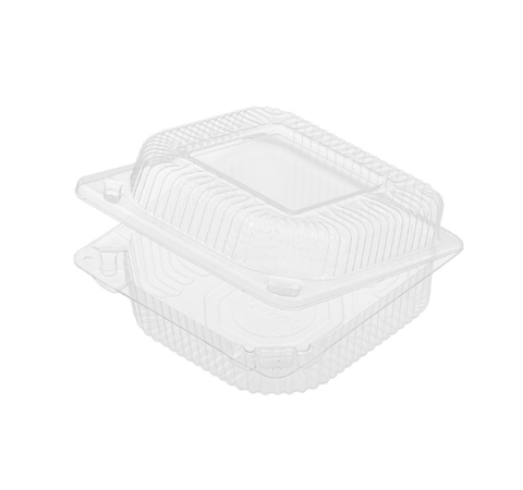 Контейнер одноразовый пластиковый прозрачный 150*145*78 мм с откидной крышкой ПЭТ AS-15