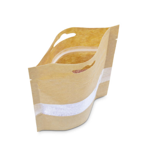 Крафт пакет дой пак с замком зип лок 150*210 с окном 40мм 160 мкм крафт в полоску