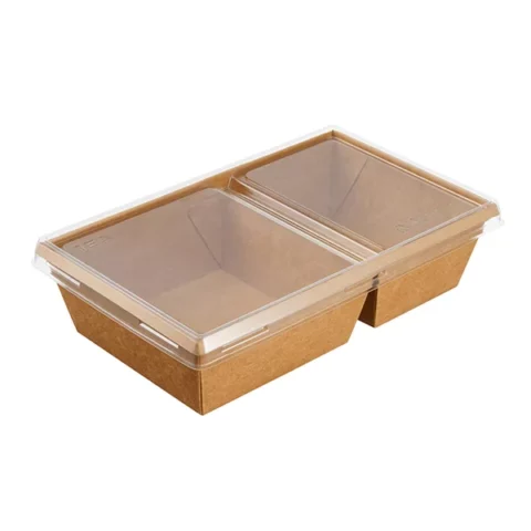 Контейнер одноразовый 2-секции OneClick bottom 800/b + Крышка прозрачная OneClick Lid 2-секции 800/0