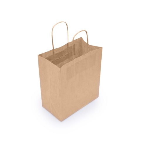 Крафт пакет с кручеными ручками и прямоугольным дном 220*120*250 мм 70 г/м2 бурый ф.250/1