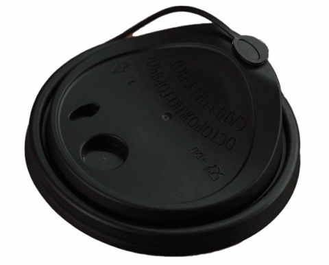 Крышка пластиковая для стаканов 250мл, d 80мм, черная, флип-топ матовая
