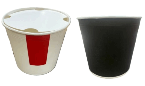Бумажное ведро Черный/Белый с красной полоской, 2500 мл с крышкой, 200шт/кор
