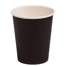 Стакан бумажный однослойный 300мл Черный Black