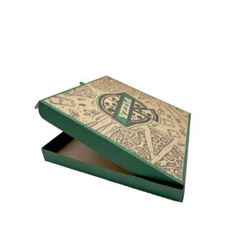 Коробка для пиццы 350 * 350 * 40 крафт с печатью