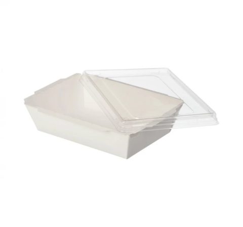 Контейнер Белый 400мл с прозрачной плоской крышкой ПЭТ