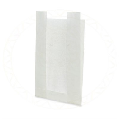 Бумажный пакет с окном 60 мм с плоским дном 140 * 60 * 240 мм 40 г/м2 белый ф. 2500/1