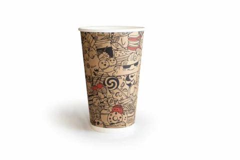 Стаканы двухслойные с конгревом «Cпираль» дизайн Doodle, 400 мл