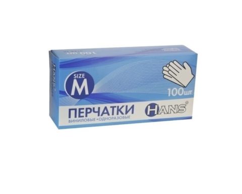 Перчатки винил-нитриловые Прозрачные, размер «М» HANS